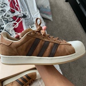 Brown adidas shoes